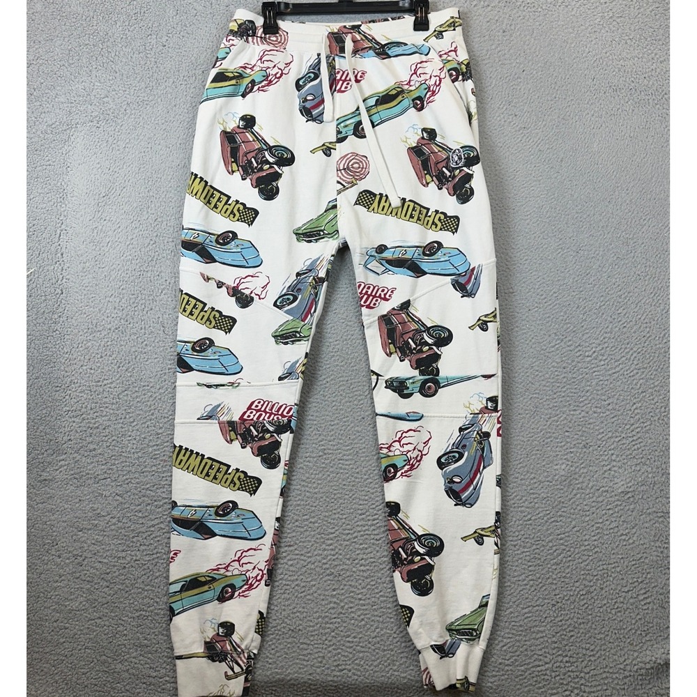Billionaire Boys Club Joggers Men XL Speedway Cream Multi Graphic Sweatpants EUC